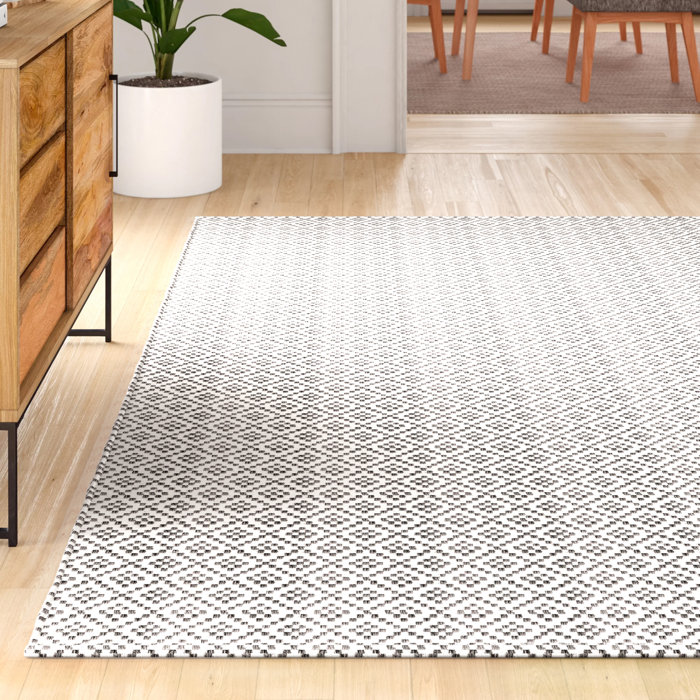 Mercury Row® Kara Geometric Handmade Flatweave Cotton Gray Area Rug